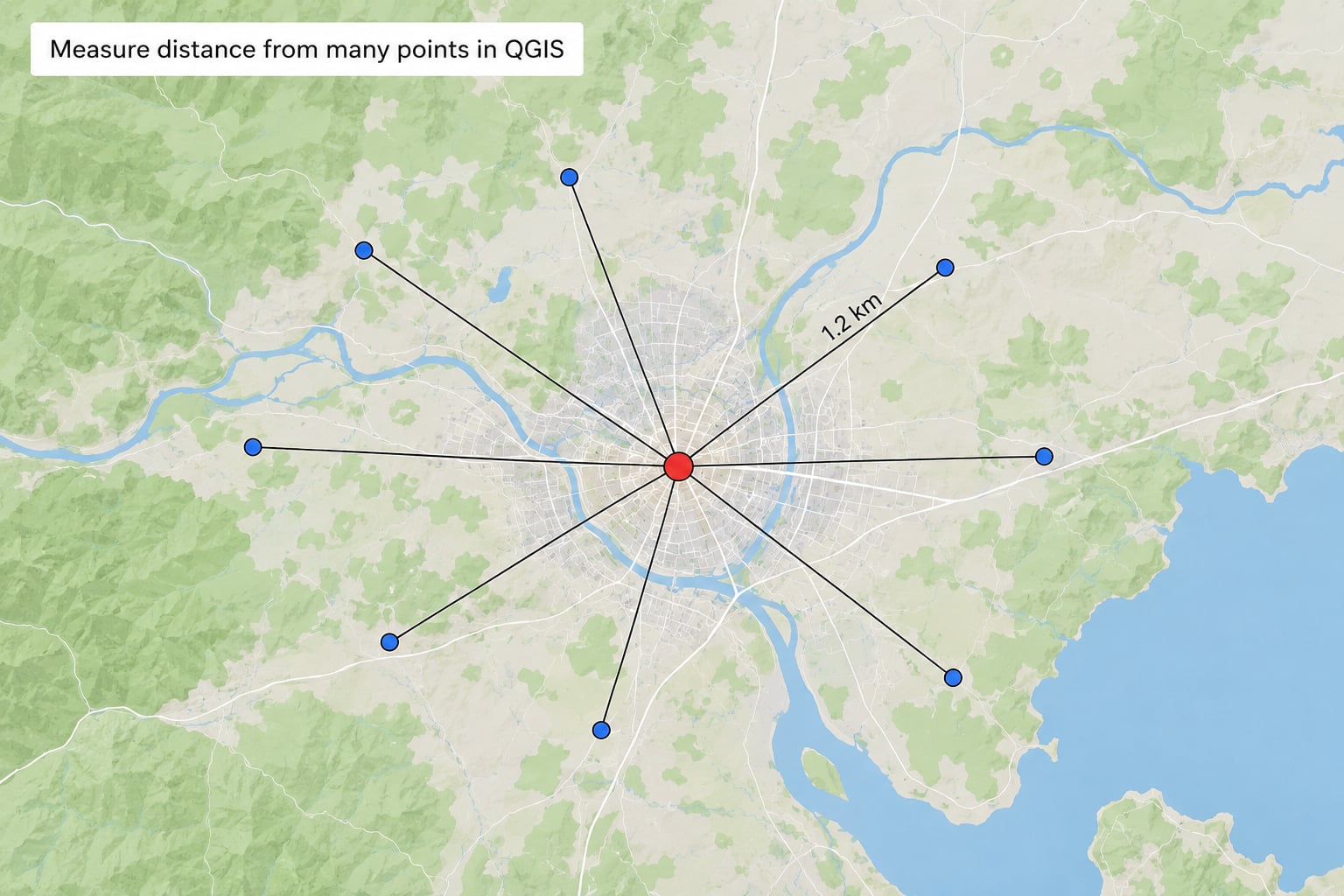 Measure distance from many points in QGIS