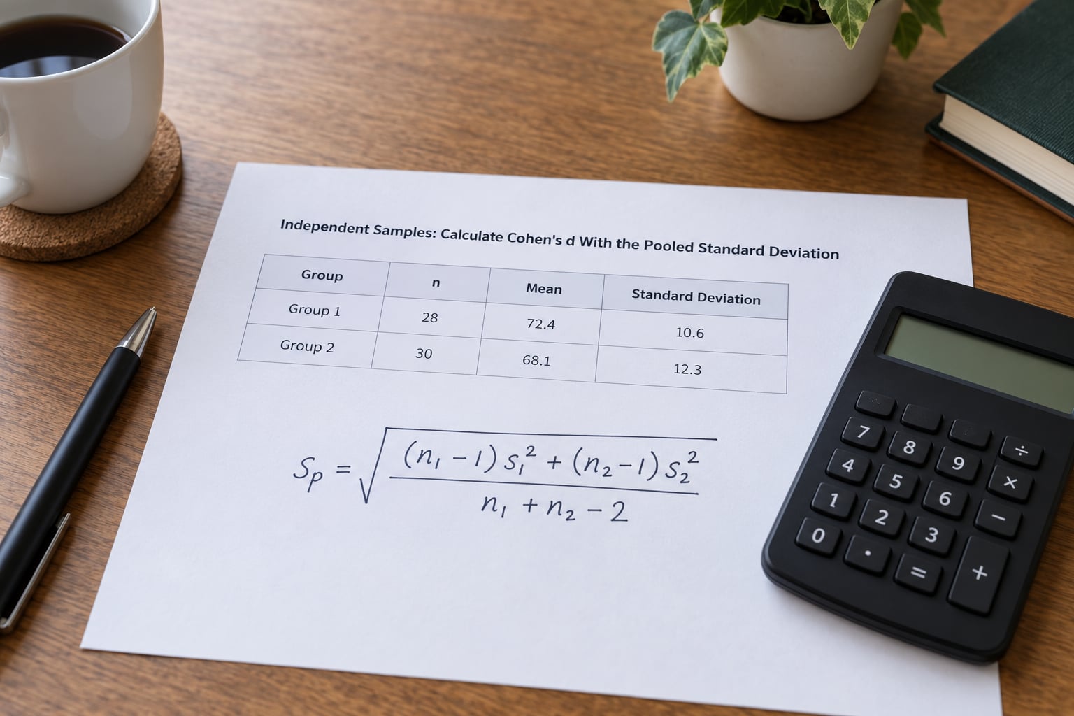 Independent Samples: Calculate Cohen's d With the Pooled Standard Deviation