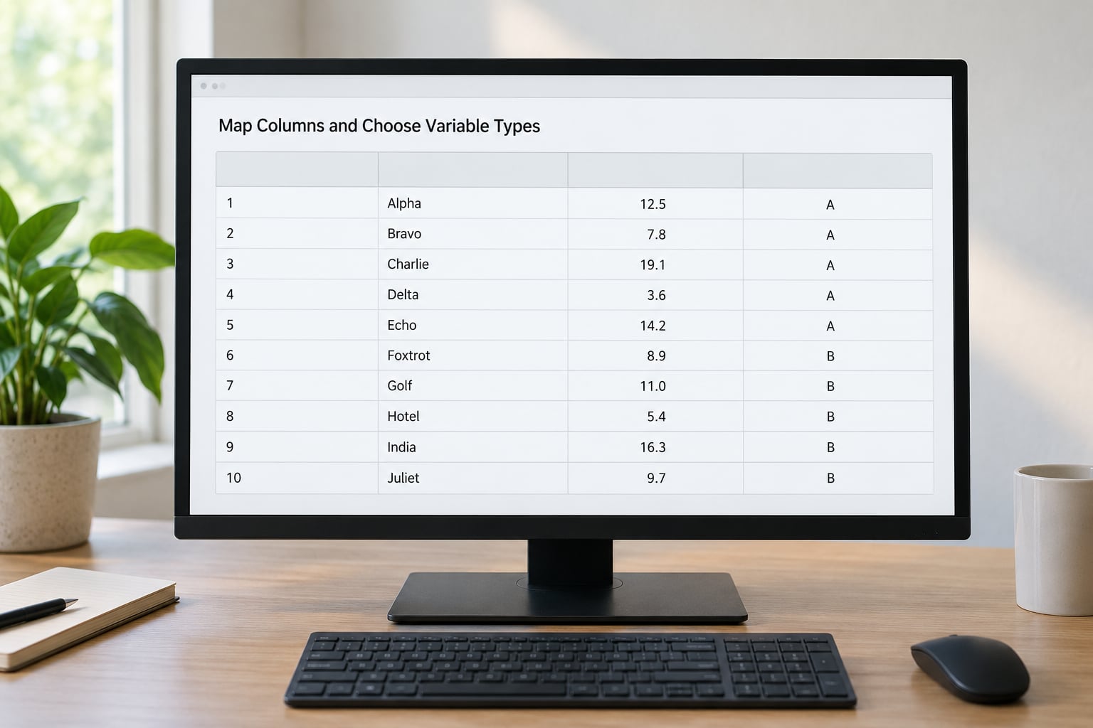 Map Columns and Choose Variable Types