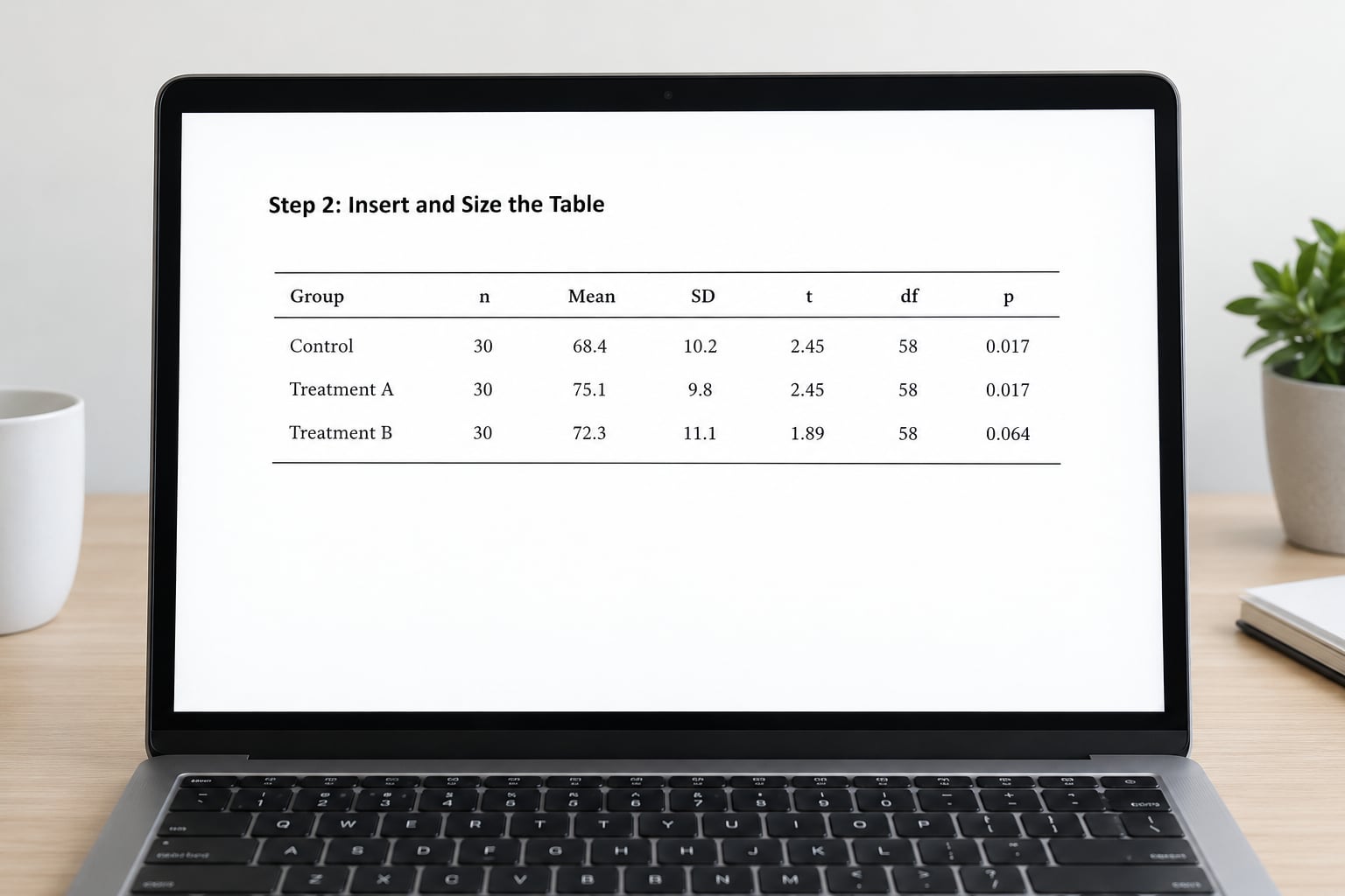Step 2: Insert and Size the Table