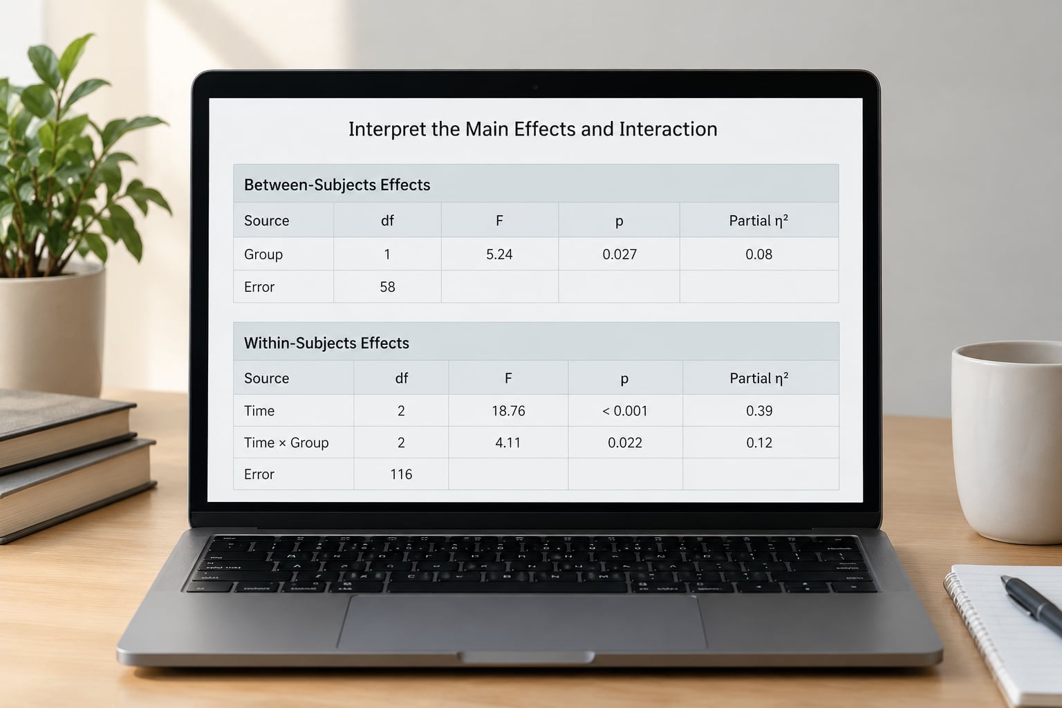 Interpret the Main Effects and Interaction