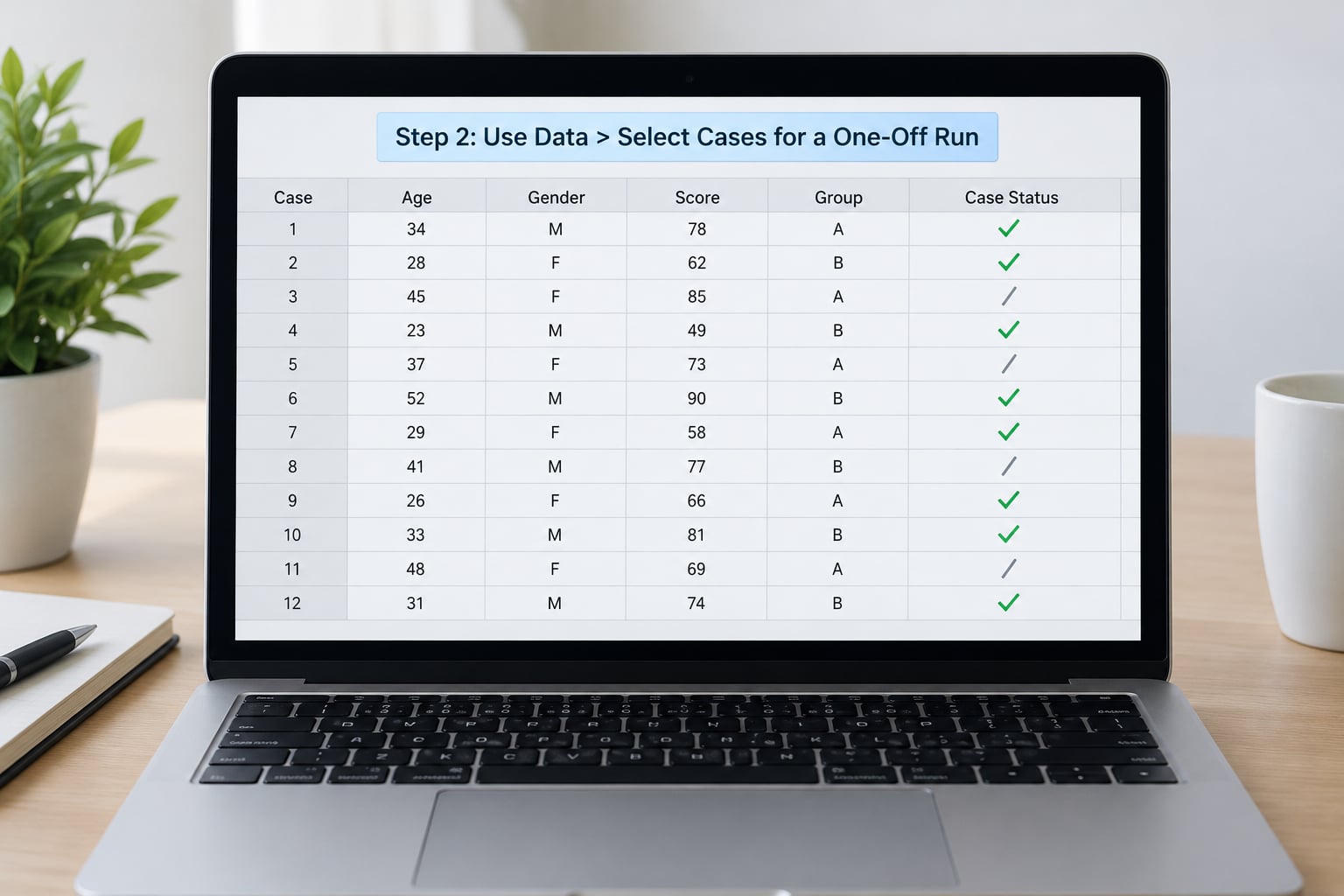 Step 2: Use Data > Select Cases for a One-Off Run