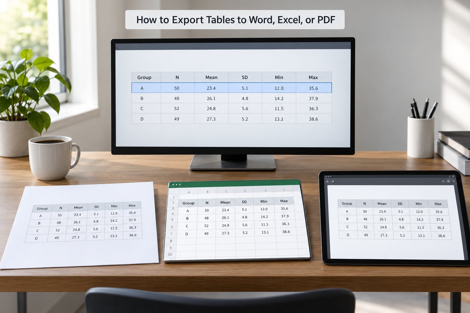 How to Export Tables to Word, Excel, or PDF