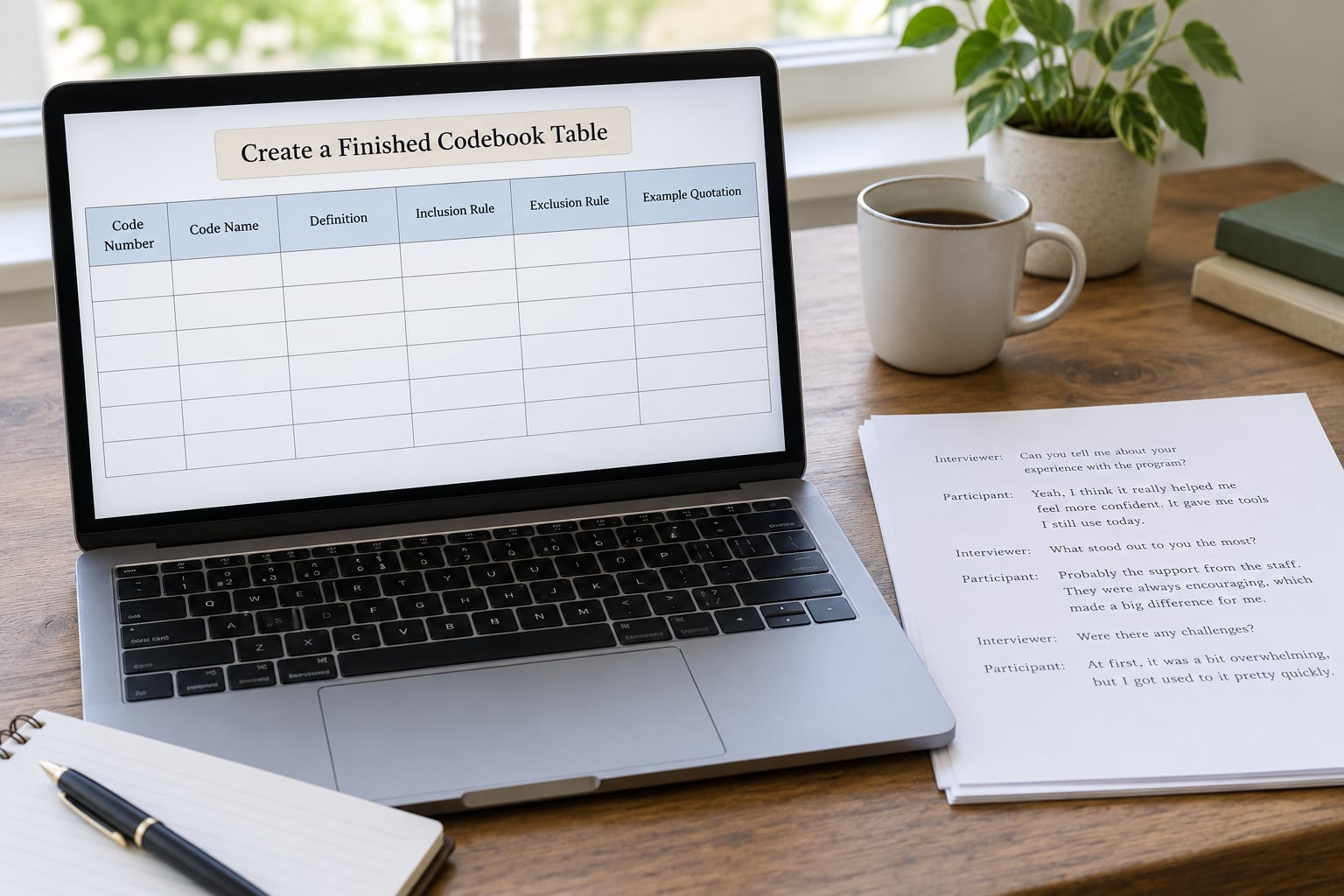 Create a Finished Codebook Table