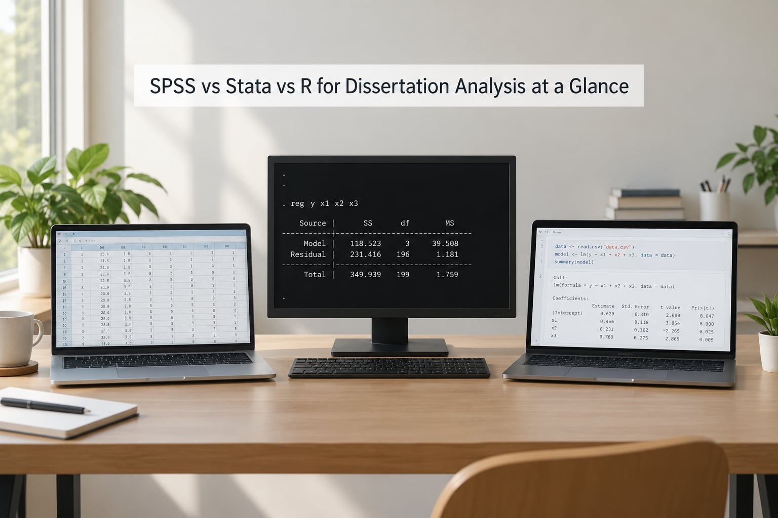 SPSS vs Stata vs R for Dissertation Analysis at a Glance
